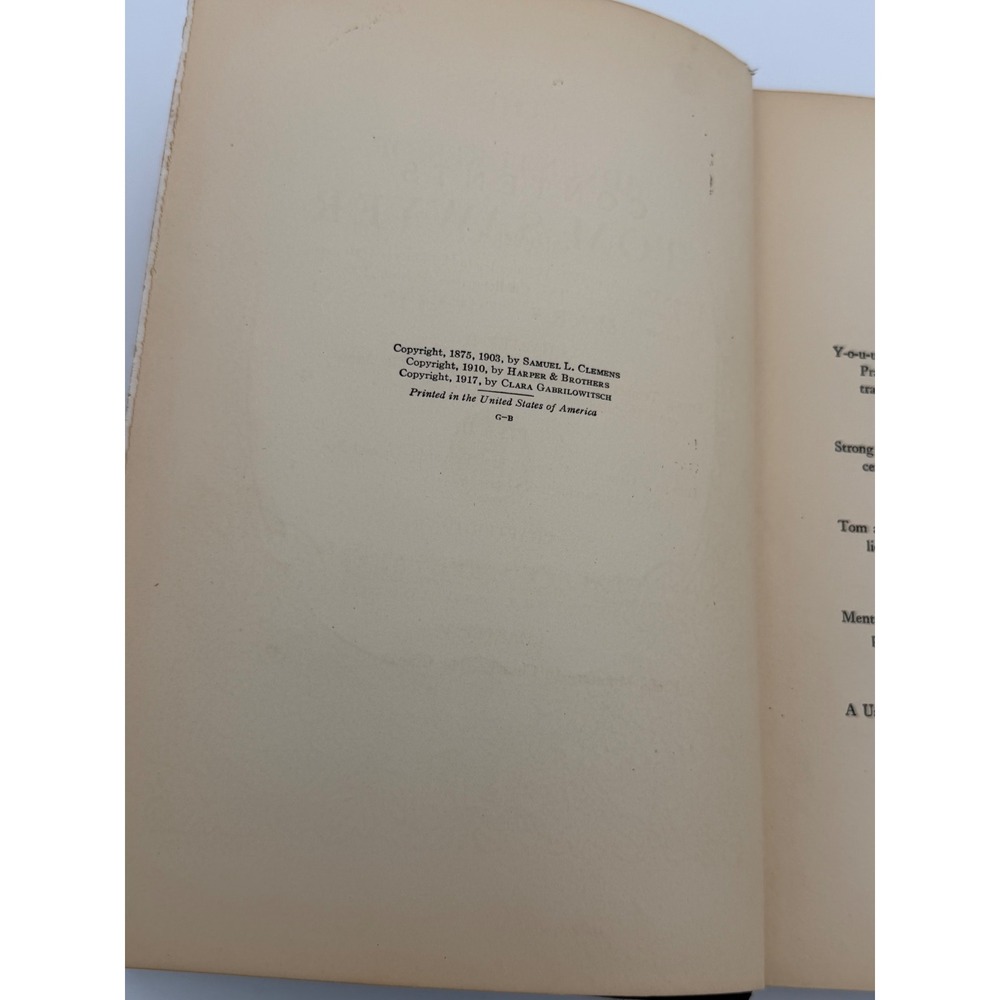 Antique The Adventures of Tom Sawyer Mark Twain Harper Brothers Hardcover 1917 - Picture 4 of 4